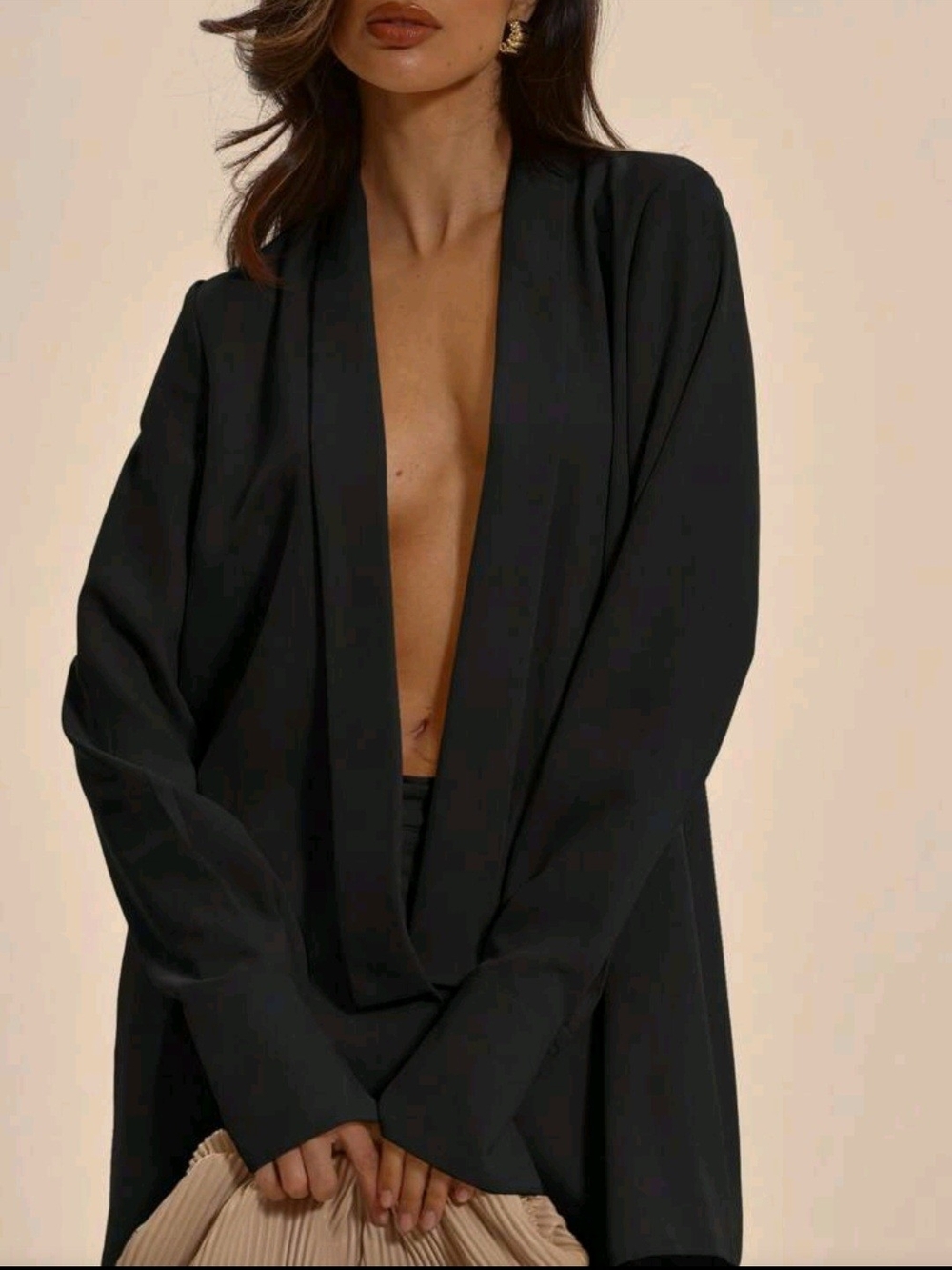 Black Draped Women's Blazer